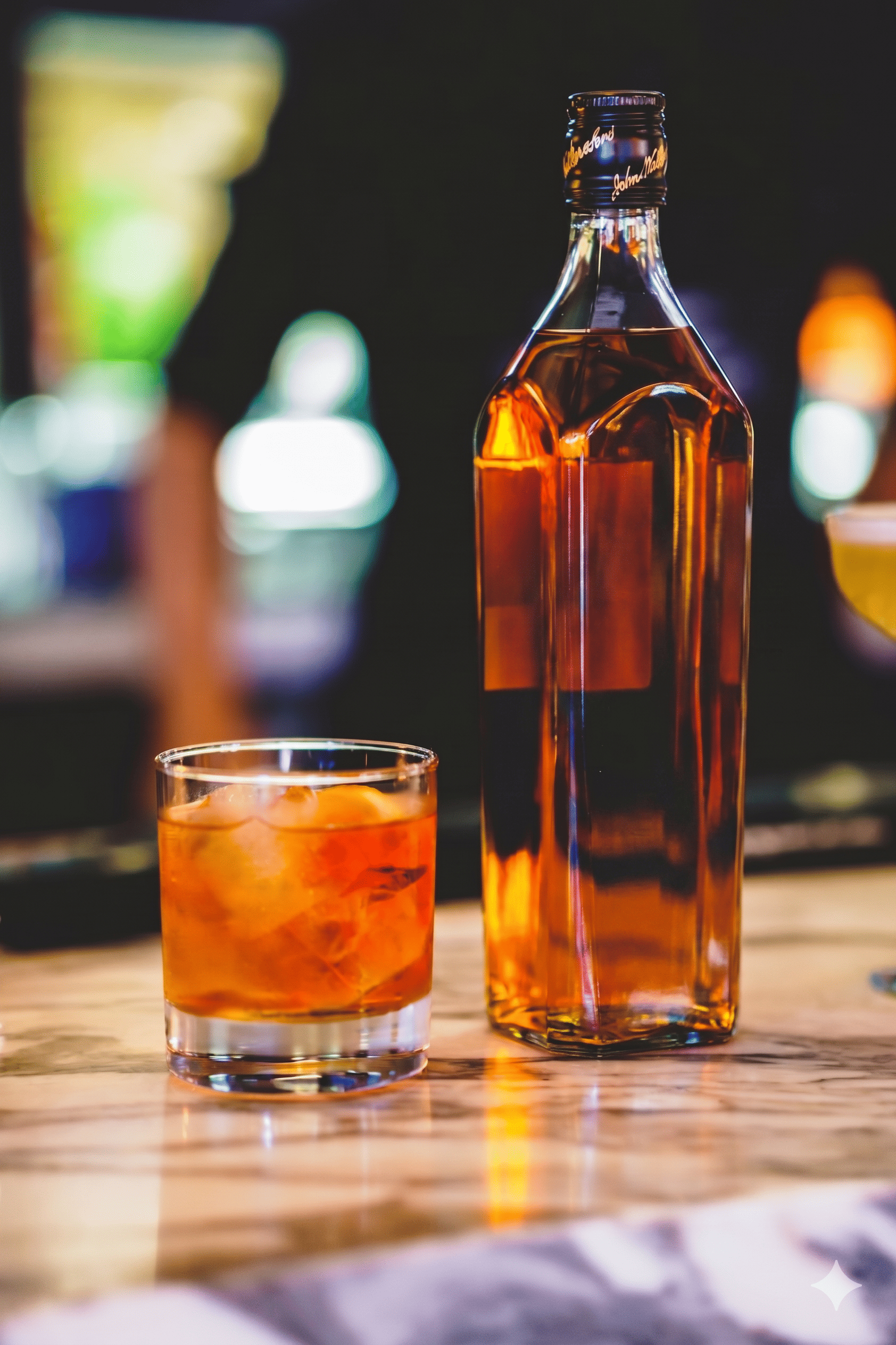 Premium liquor bottles on display