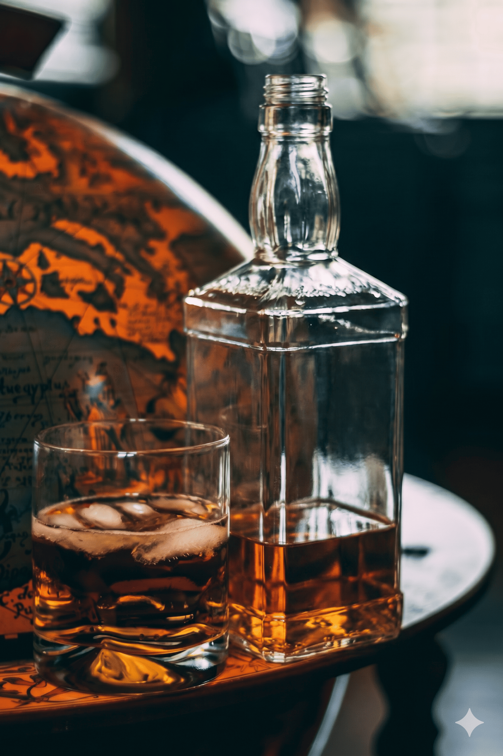 Aged whiskey in glass